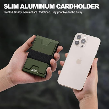 SEMORID Slim Aluminum Card Holder Wallet for Men, Durable Expandable Backplate, RFID Blocking Minimalist Metal Pop Up Wallet, Holds 12+ Cards Plus Cash