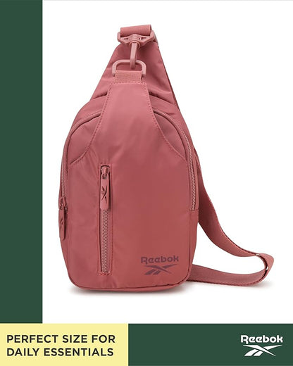 Reebok Unisex Crossbody Sling Bags – Compact Convertible Strap Cross Body Bag Travel Sling Bag - Gym & Travel Essential, Berry Rose