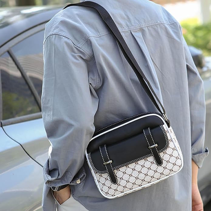 Crossbody Bag for Mens, Pu leather Cross Body Purse, Multi Pocket Shoulder Bag Messenger Bag for Travel Work Daily