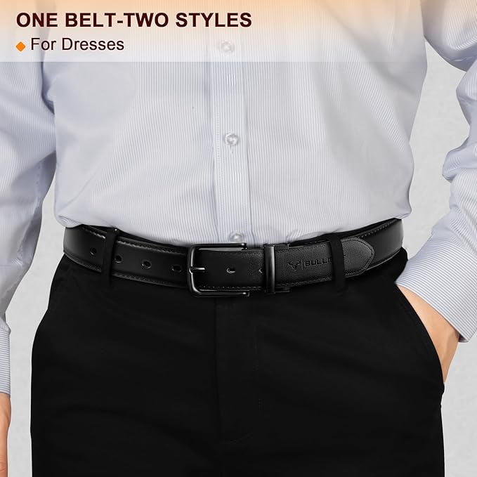 BULLIANT Men's Belt,Reversible Belt Adjustable For Gift Men 1.25”-Cut For Fit-2 Sides in 1 Belt(Not 2)