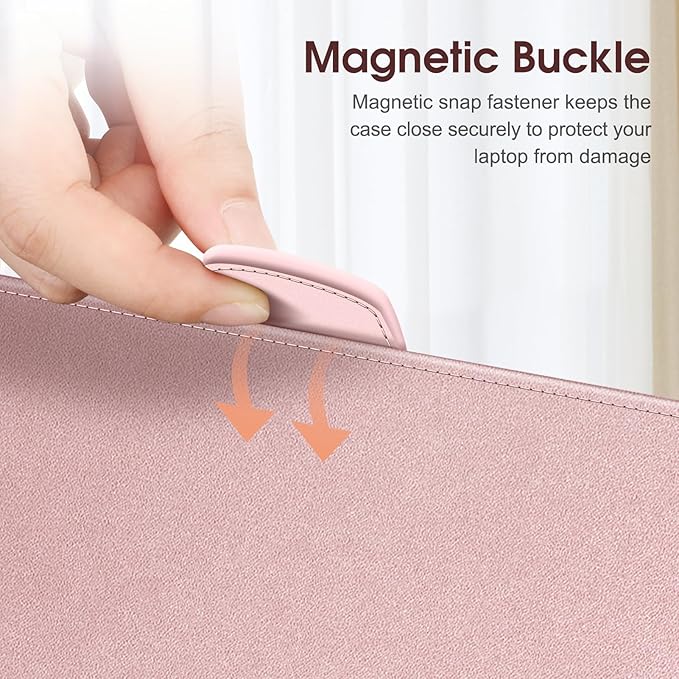 Fintie Sleeve Case for MacBook Pro 14 Inch A3427 A3426 A3434 A3401 A3185 A3112 A2992 A2918 A2779 A2442 (2026-2021), PU Leather Folio Cover for MacBook Pro 14" M5/M4/M3/M2/M1, Rose Gold