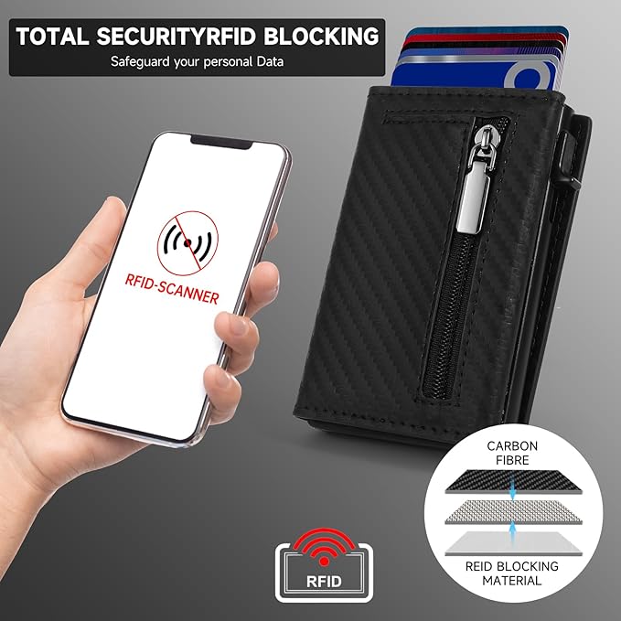 Slim Wallet for Men,Trifold Wallets for Men Holds 10 Cards,10 Bills,ID Window | Ridge wallets for men,Minimalist Pop Up Wallet for Men-RFID Blocking Mens Trifold Wallet(Men's Gifts)