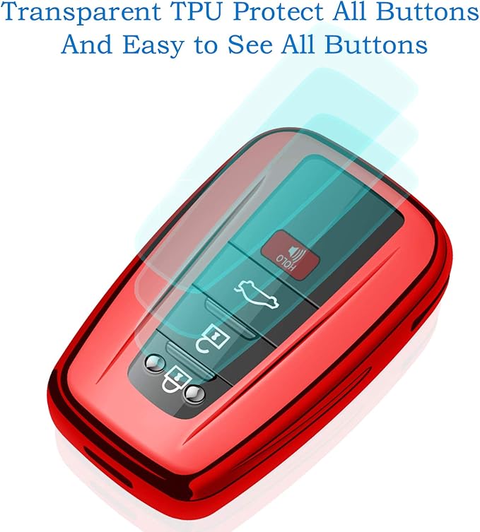 Autophone for Toyota Key Fob Cover with Keychain Soft TPU Key Shell Case,For 2019-2026 Rav4 2020-2022 Highlander Corolla Prius 2018-2024 Camry C-HR Avalon GT86 2021-2024 4runner (Red)