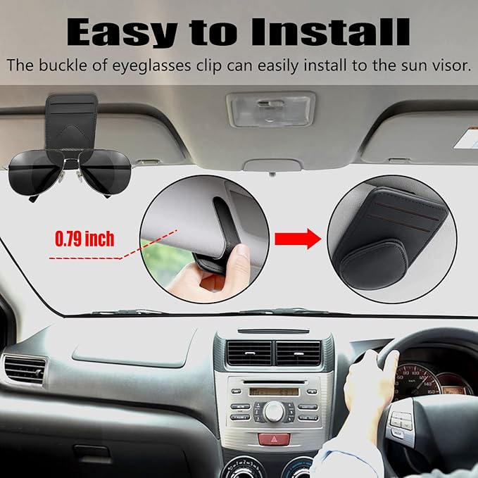 Visor Card Holder for Car Visor, 2 Card Slots Visor Glasses Clip, Strong Magnetic Visor Holder, Visor Accessories for Cars SUV(Gray1Pcs)
