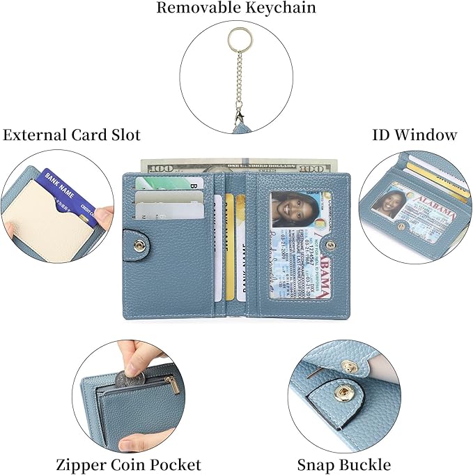 GAEKEAO Wallet Women RFID Blocking Small Bifold Vegan Leather Ladies Mini Purse with ID Window Zipper Change Pocket