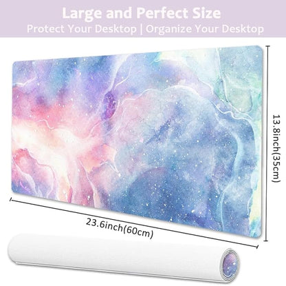 Large Desk Mat, Dual Side PU Leather Waterproof Mousepad Desk Pad, Desk Protector Writing Pads Desk Accessories for Office and Home (D-Starry Sky, 24''X14'')