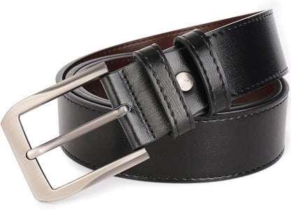beltox fine Men’s Casual Leather Jeans Belts 1 1/2” Wide 4MM Thick Alloy Prong Buckle Work Dress Belt for Men
