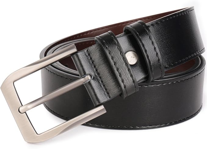 beltox fine Men’s Casual Leather Jeans Belts 1 1/2” Wide 4MM Thick Alloy Prong Buckle Work Dress Belt for Men