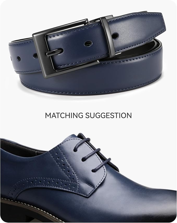 CHAOREN Reversible Belt Men 1 Piece - 1.25" Leather Dress Belt - Trim to Fit for Elegant Style
