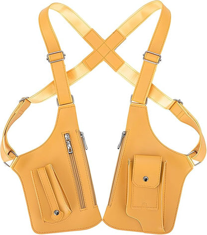 Double Shoulder Armpit Bag for Men, Anti-Theft Underarm Shoulder Holster Bag with Adjustable Strap, Hidden Phone Wallet Pocket for Travel & Daily Commute (Yellow)