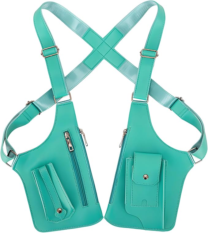 Double Shoulder Armpit Bag for Men, Anti-Theft Underarm Shoulder Holster Bag with Adjustable Strap, Hidden Phone Wallet Pocket for Travel & Daily Commute (Turquoise)