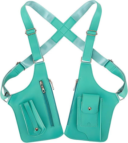 Double Shoulder Armpit Bag for Men, Anti-Theft Underarm Shoulder Holster Bag with Adjustable Strap, Hidden Phone Wallet Pocket for Travel & Daily Commute (Turquoise)