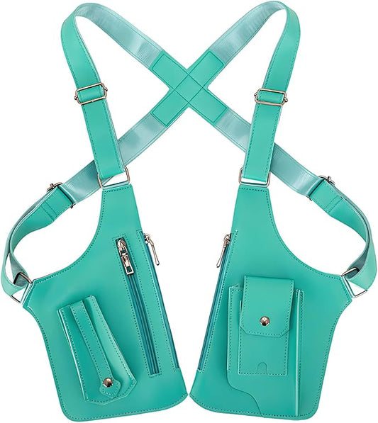 Double Shoulder Armpit Bag for Men, Anti-Theft Underarm Shoulder Holster Bag with Adjustable Strap, Hidden Phone Wallet Pocket for Travel & Daily Commute (Turquoise)