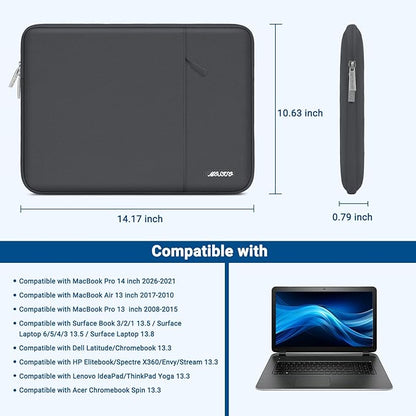 MOSISO Laptop Case 13.3 inch, 13-13.3 inch Laptop Sleeve Compatible with MacBook Air/Pro 13/Pro 14 M5 M4 M3 M2 M1, HP Dell ASUS Lenovo,Polyester Vertical Computer Sleeve Bag with Pocket, Dawn Gray