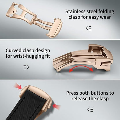 ULLCHRO Watch Strap Watch Band 20mm 22mm Man Waterproof Quick Release Bands Sport Replacement Strap Soft FKM Rubber Watchband