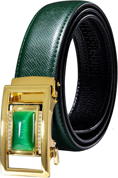 Dubulle Designer Mens Belts, Sliding Automatic Buckle Ratchet Dress Belt TOP Genuine Leather Strap Gifts