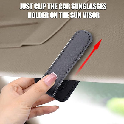 2 Pack Leather Car Visor Sunglass Holder, Magnetic Leather Glasses Eyeglass Hanger Clip for Car, Sunglass Clip Glasses Holder for Car Visor
