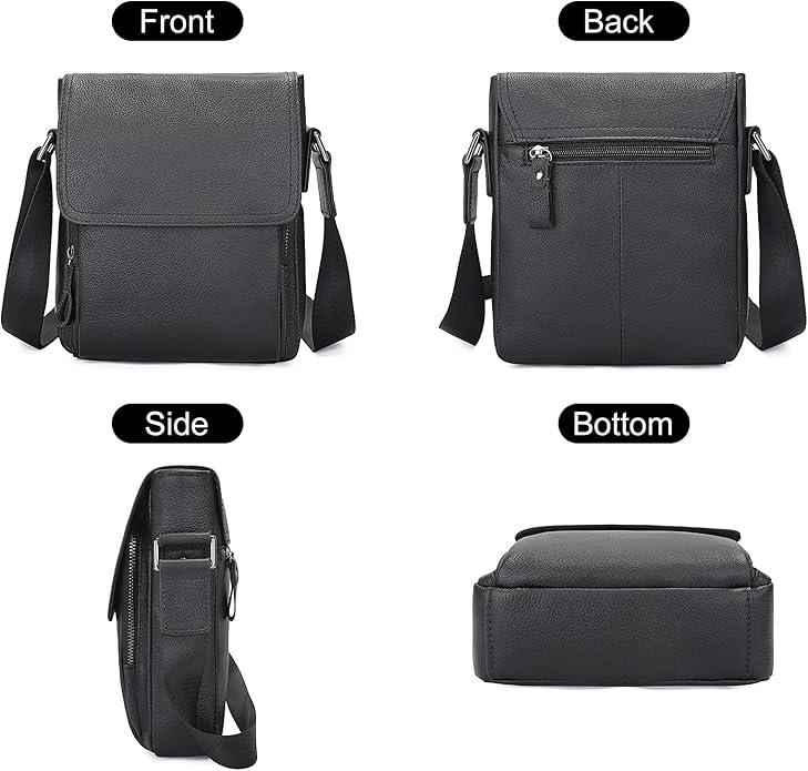 Augus Leather Messenger Crossbody Shoulder Bag for Men Work Business Casual Adjustable straps With YKK Metal Zipper