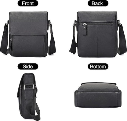 Augus Leather Messenger Crossbody Shoulder Bag for Men Work Business Casual Adjustable straps With YKK Metal Zipper