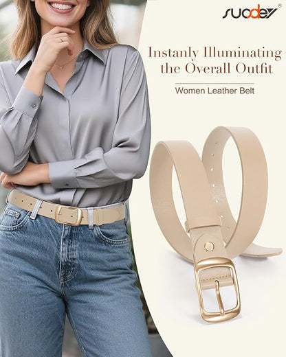 SUOSDEY Women Belts For Jeans Dresses Pants Ladies Leather Waist Belt with Elegant Buckle, Width 1.3"