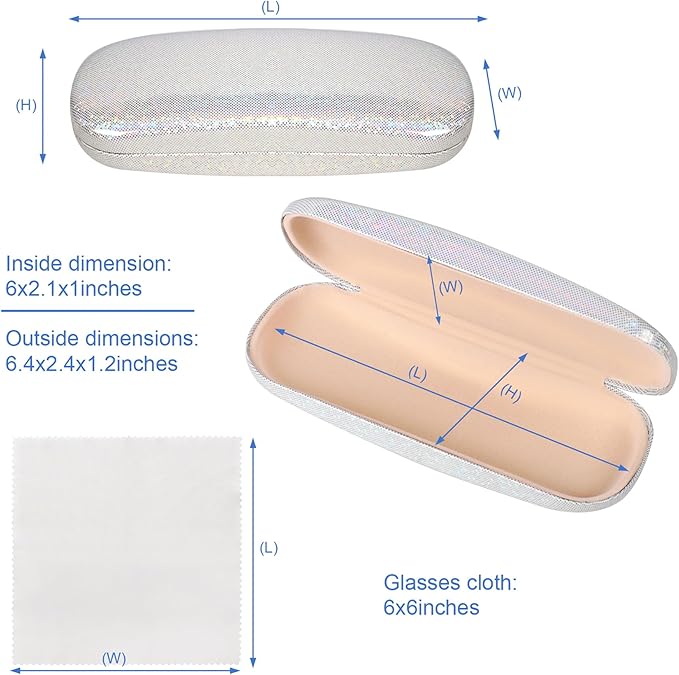 Joyberg Glasses Case, 2 Pack Eyeglass Case with Cleaning Cloth, Glasses Case Hard Shell Fits Most Glasses