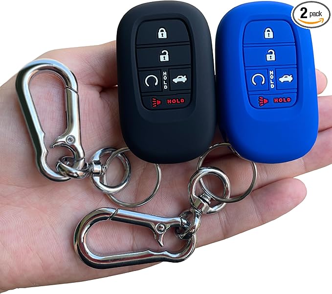 TANDRIVE Key Fob Cover for (5 Buttons) Honda 2026 2025-2022 Civic Accord CR-V HR-V Pilot and 2026 Passport, Silicone, 2-Pack, Black Blue