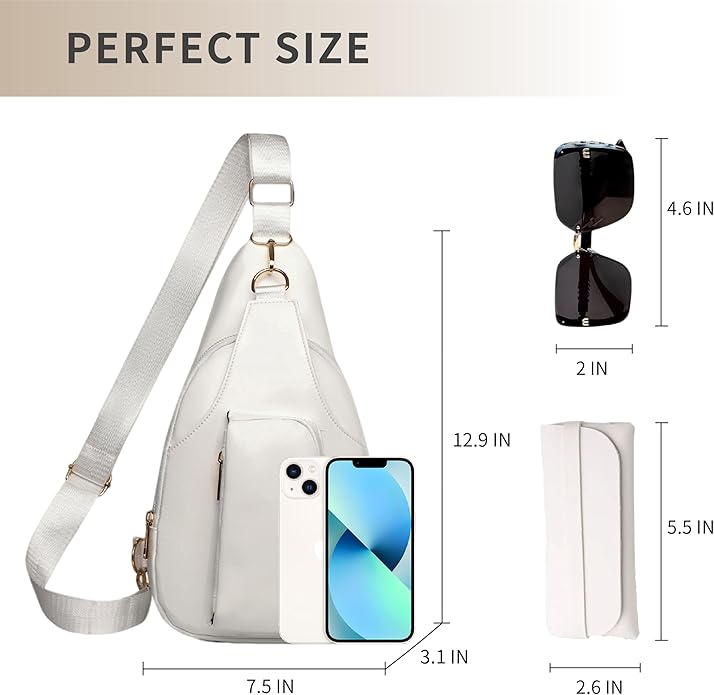 Sling Bag Set, PU Leather Sling Bag, Multi-Zipper Design for Travel, Outdoors, Valentine’s Day Gifts