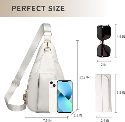 Sling Bag Set, PU Leather Sling Bag, Multi-Zipper Design for Travel, Outdoors, Valentine’s Day Gifts