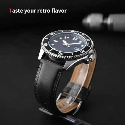 Fullmosa Leather Watch Bands for Men, 22mm 20mm 18mm Quick Release Watch Bands Strap - Burnished Band Vintage Wristband with Stainless Steel Metal Clasp