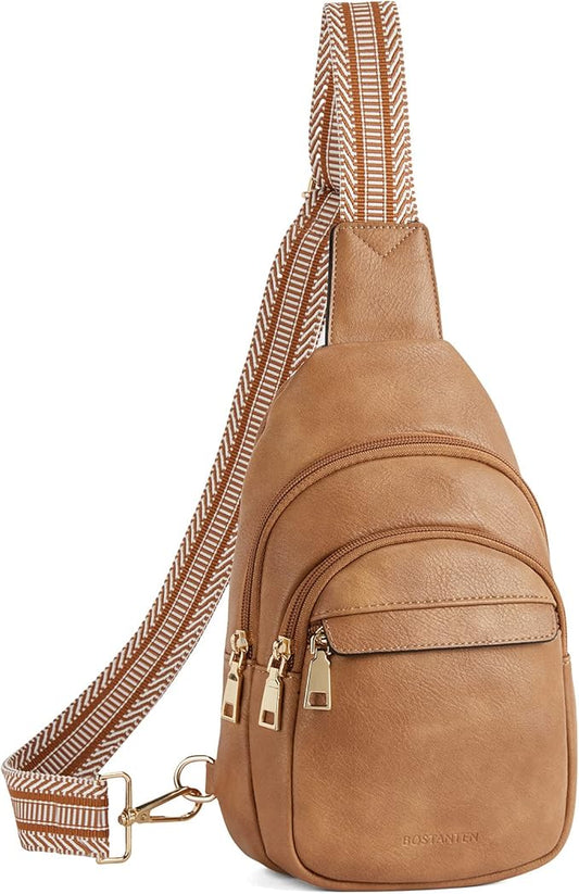 BOSTANTEN Small Sling Bag for Women Leather Crossbody Bags Fanny Pack Chest Bag for Travel