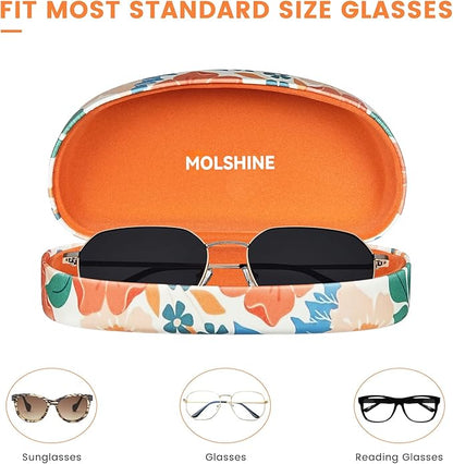 molshine Hard Shell Sunglasses Case,Classic Large Glasses Case for Sunglass, Eyeglasses with Cleaning Cloth, Pocket
