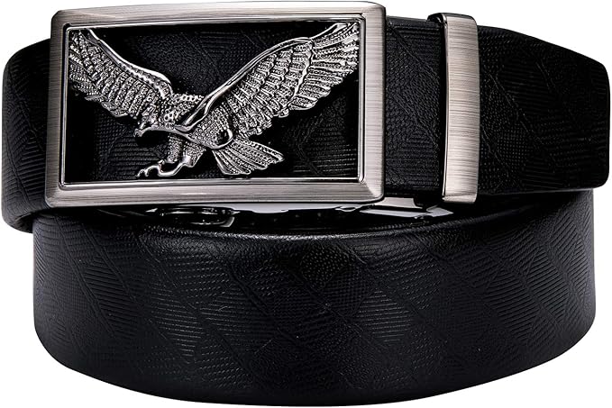 Barry.Wang Mens Belts Leather Ratchet Automatic Buckle Slide Click 1 3/8" Designer Dress Fashion Classic Casual Work Business