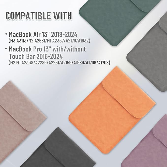 Allinside 13 inch Laptop Sleeve Case for MacBook Neo A18 Pro/MacBook Air 13 2018-2026/MacBook Pro 13 2016-2022, Waterproof PU Suede Leather Laptop Sleeve Bag Protective Vertical Case Cover, Black