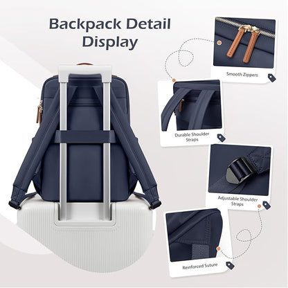 GOLF SUPAGS Stylish Laptop Backpack for Women Airline Approved Perfect for Work College and Travel Multi-Functional Casual Daypack Fits 14 Inch Notebook (Navy Blue)
