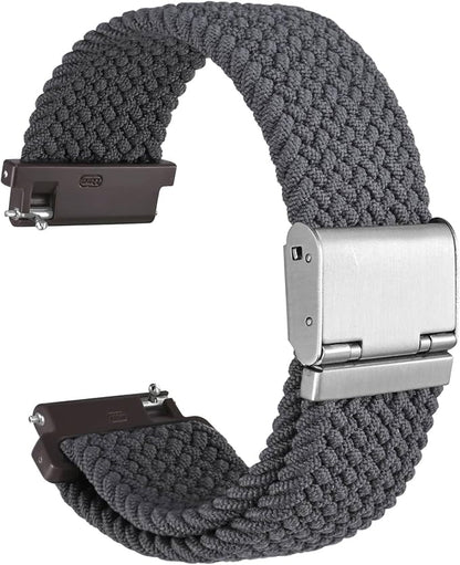 WOCCI 19mm Braided Nylon Watch Band for Men and Women, Quick Release, Silver Stainless Steel Buckle (Grey)