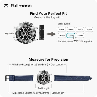 Fullmosa Watch Band, Quick Release Leather Watch Strap for Men Women, Replacement Bands Width 12mm 14mm 16mm 18mm 19mm 20mm 21mm 22mm 24mm