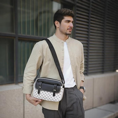 Crossbody Bag for Mens, Pu leather Cross Body Purse, Multi Pocket Shoulder Bag Messenger Bag for Travel Work Daily