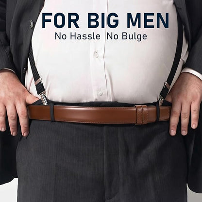 SANSTHS Mechanic Buckless Belts for Men, No Scratch Leather Work Belt Hook & Loop Tsa Belt for Technician Travel Gifts