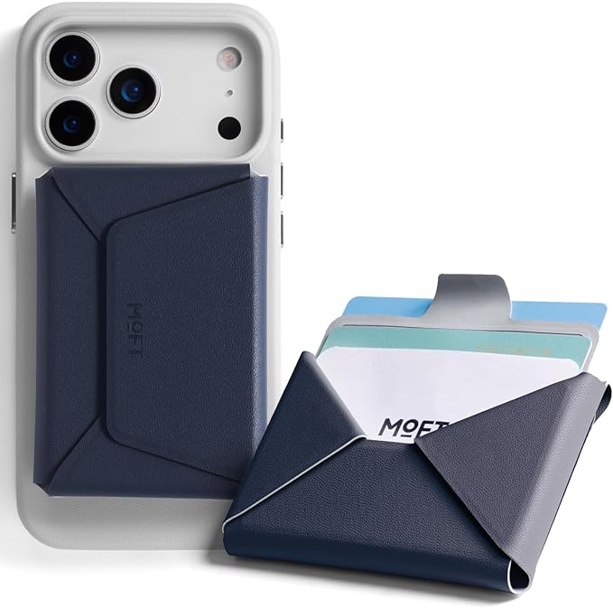 MOFT Magsafe Wallet, Slim Magnetic 8 - Card Holder, Snap Field Wallet with Pull to Access Design, RFID Blocking, MOVAS Veagn Leather Minimalist Travel Wallets for Men & Women, Navy Blue