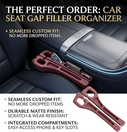 Seat Gap Filler 2 Pack, Car Seat Gap Plug with Storage Slot for Phone & Keys, High-Density Elastic Car Slot Organizer for Most Cars, SUVs, and Trucks - Red