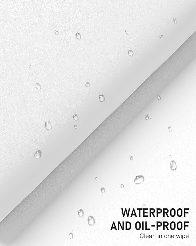 Desk Pad, 48" x 17" PU Leather Non-Slip Desk Mat Large Mouse Pad for Desktop, Waterproof Laptop Computer Writing Mat for Office, Home, Work, Gaming, White