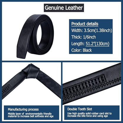 Barry.Wang Mens Belts Leather Ratchet Automatic Buckle Slide Click 1 3/8" Designer Dress Fashion Classic Casual Work Business