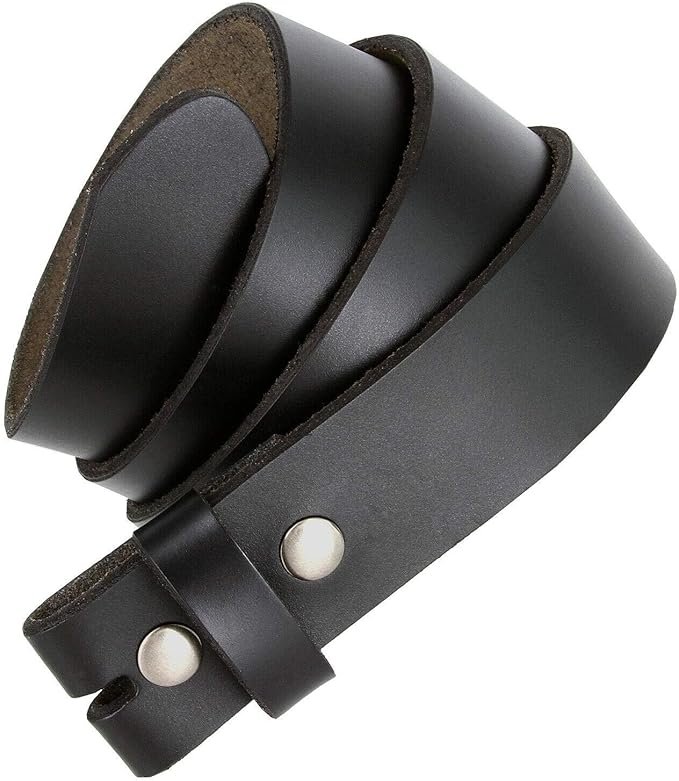 Men's Replacement Belt Strap 100% Genuine Leather Plain Casual Belt Strap with Snaps 1-1/2"(38mm) Wide
