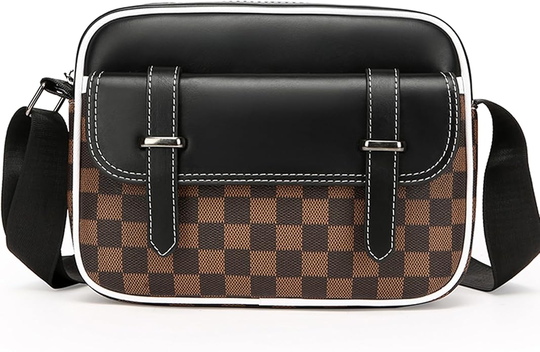 Crossbody Bag for Mens, Pu leather Cross Body Purse, Multi Pocket Shoulder Bag Messenger Bag for Travel Work Daily