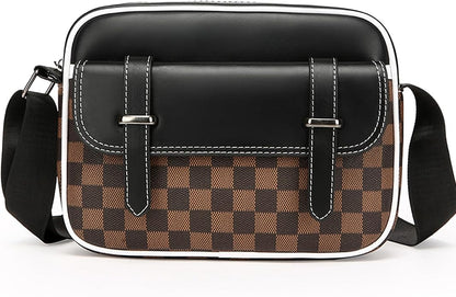 Crossbody Bag for Mens, Pu leather Cross Body Purse, Multi Pocket Shoulder Bag Messenger Bag for Travel Work Daily