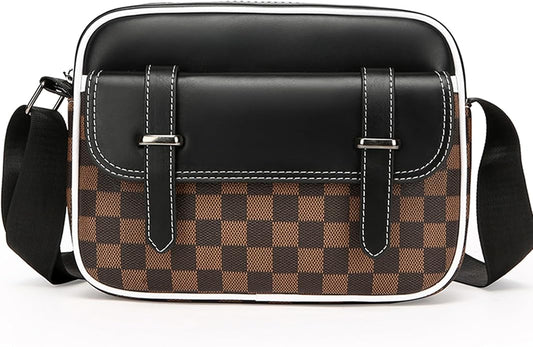 Crossbody Bag for Mens, Pu leather Cross Body Purse, Multi Pocket Shoulder Bag Messenger Bag for Travel Work Daily