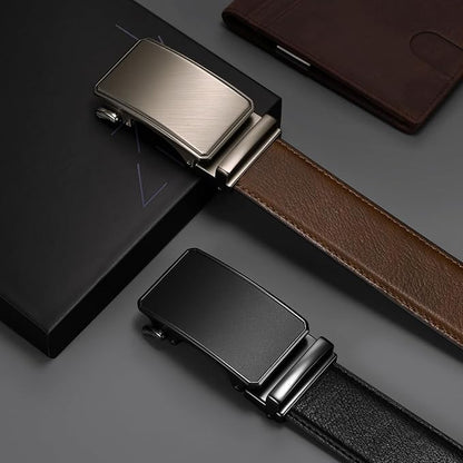Zitahli Ratchet Belt for Men - 2 Packs Leather Mens belt For Gift Men Dress and Casual,Trim to Fit