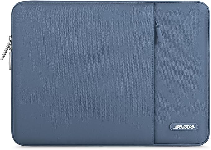 MOSISO Laptop Case 13.3 inch, 13-13.3 inch Laptop Sleeve Compatible with MacBook Air/Pro 13/Pro 14 M5 M4 M3 M2 M1, HP Dell ASUS Lenovo,Polyester Vertical Computer Sleeve Bag with Pocket, Steel Blue