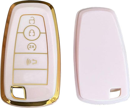 Keyless Entry Remote for Ford Key Fob Cover Protective Shell Fits for Ford Edge Escape Expedition Explorer Fusion Mustang Ranger F-150 F-250 (4-Button-B-Pink)