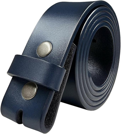 Men's Replacement Belt Strap 100% Genuine Leather Plain Casual Belt Strap with Snaps 1-1/2"(38mm) Wide